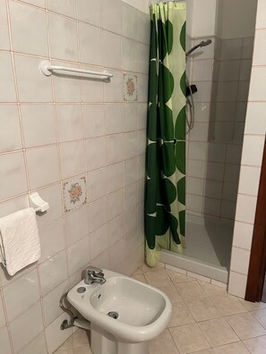 Doccia, bidet, asciugamani, carta igienica
