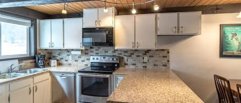 Fridge, microwave, stovetop, dishwasher