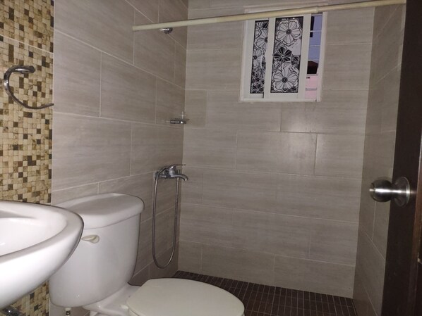 Combined shower/bathtub