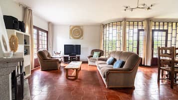 Televisión y chimenea