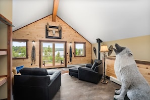 Smart TV, fireplace, DVD player, video library