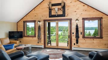 Smart TV, fireplace, DVD player, video library