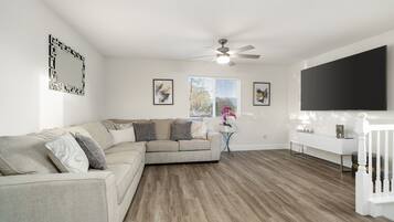 Smart TV, fireplace, video games, ping pong