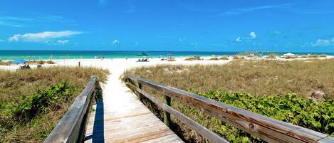 Chaises longues, serviettes de plage