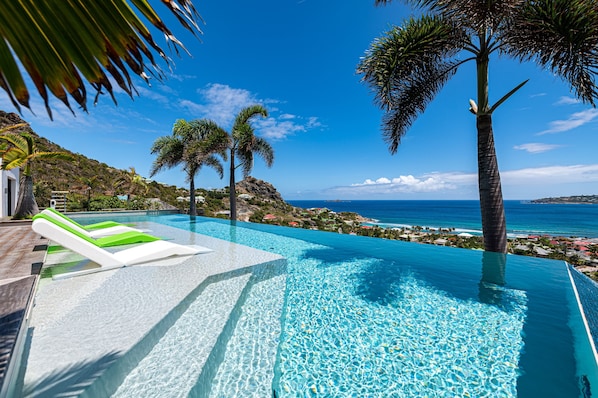 An infinity pool, a heated pool