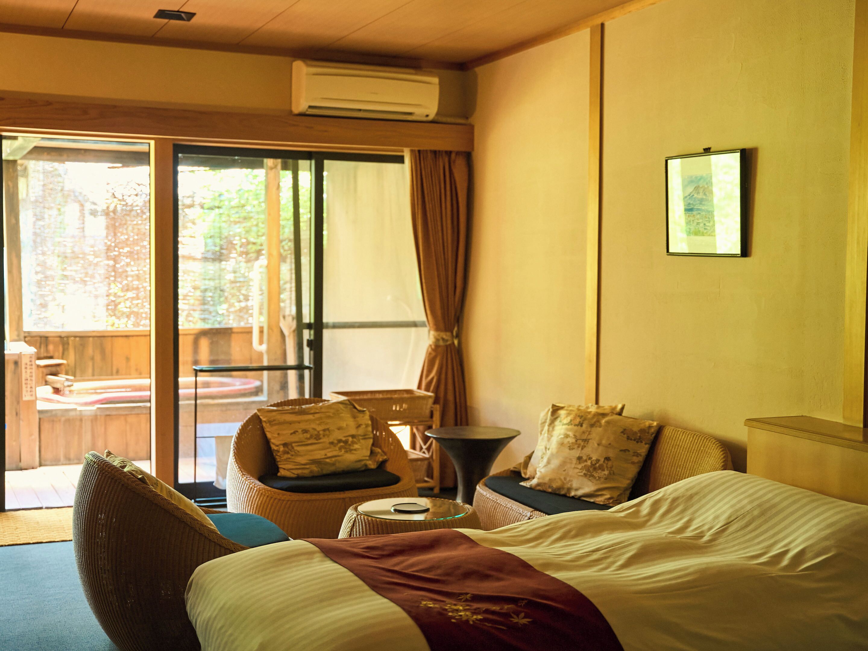 Twin Room with Open Air Bath - Non-Smoking | In-room safe, individually decorated, free WiFi, bed sheets