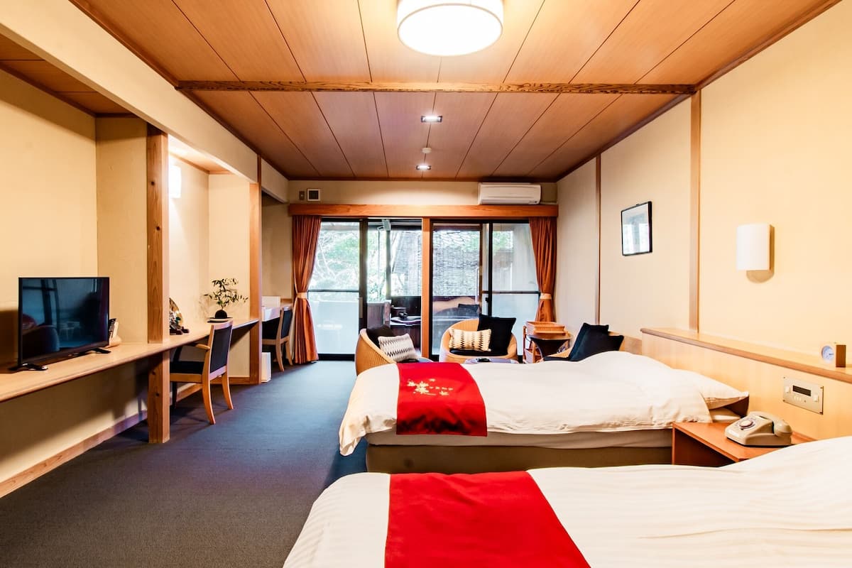 Twin Room with Open Air Bath - Non-Smoking | In-room safe, free WiFi, bed sheets