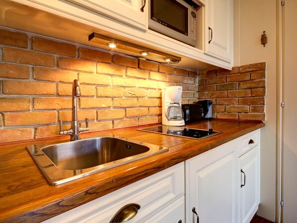 Kühlschrank, Mikrowelle, Herdplatte, Geschirrspüler