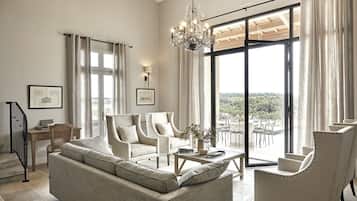 Villa Les Maisons des Vignerons | 거실 공간 | 디지털 채널 시청이 가능한 32인치 평면 TV, TV, DVD 플레이어