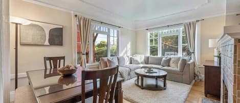 TV, fireplace, offices