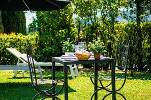 Outdoor dining - Anna Farmhouse Apartment in Wine Resort in Lucca (Monte San quirico)