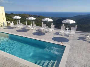 Panoramic Double Room | Pool | Seasonal outdoor pool, open 8:00 AM to 8:00 PM, pool umbrellas - Tenuta Vallina (Tortorella)