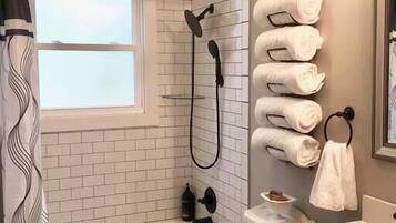 Hair dryer, towels