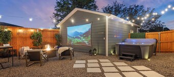 HOT TUB - Entire NEW Home - Walk to Light Rail - King Beds - Firepit Theatre