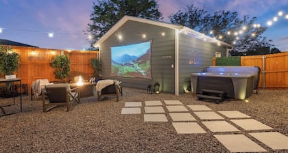 HOT TUB - Entire NEW Home - Walk to Light Rail - King Beds - Firepit Theatre