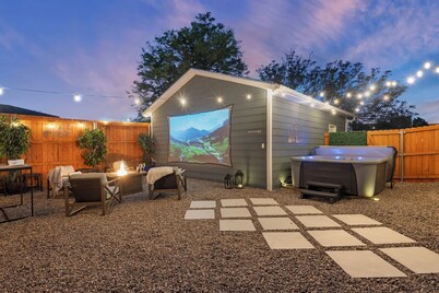 HOT TUB - Entire NEW Home - Walk to Light Rail - King Beds - Firepit Theatre