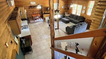 Smart TV, fireplace, video games, DVD player