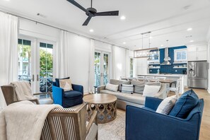 TV, video library, stereo