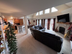 Smart TV, fireplace, video games, table football