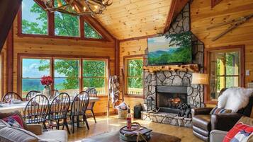 TV, fireplace, video games, DVD player