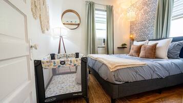 1 bedroom, iron/ironing board, travel crib, free WiFi