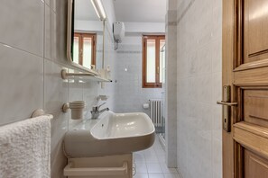 Tina, secadora de cabello, toallas 