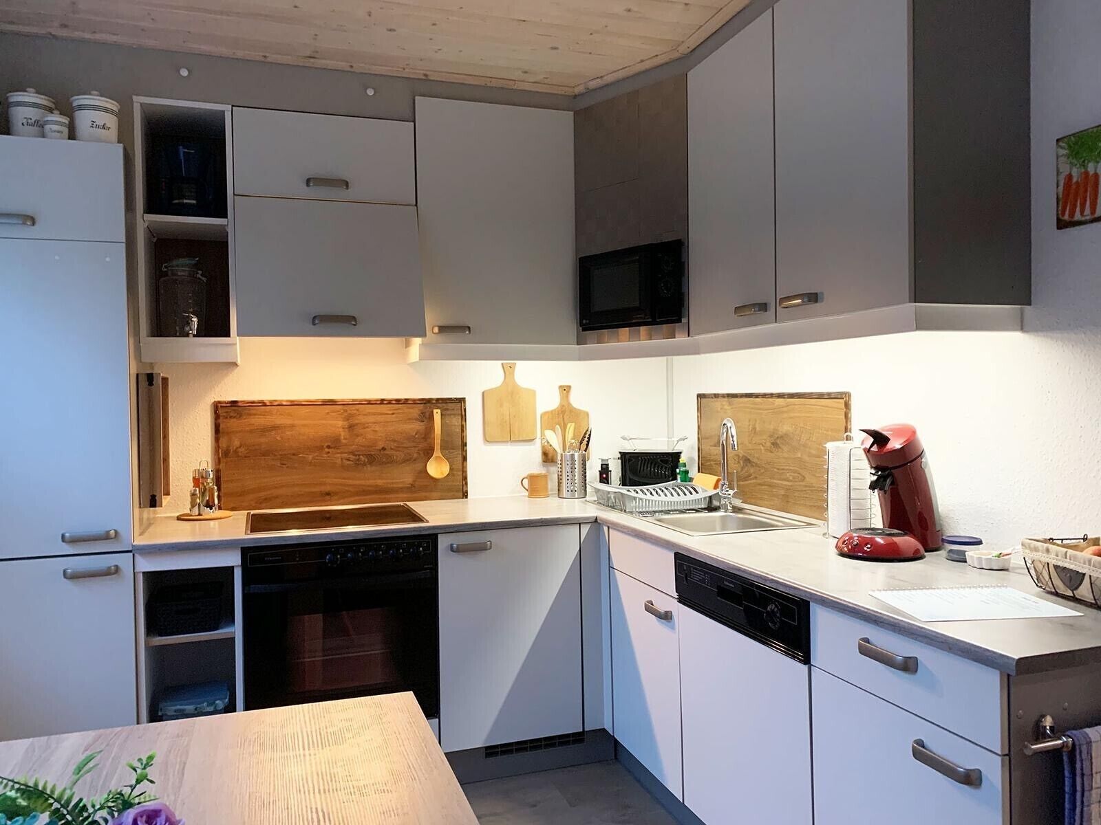 Kühlschrank, Mikrowelle, Ofen, Herdplatte