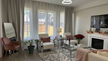 Smart TV, fireplace, printers