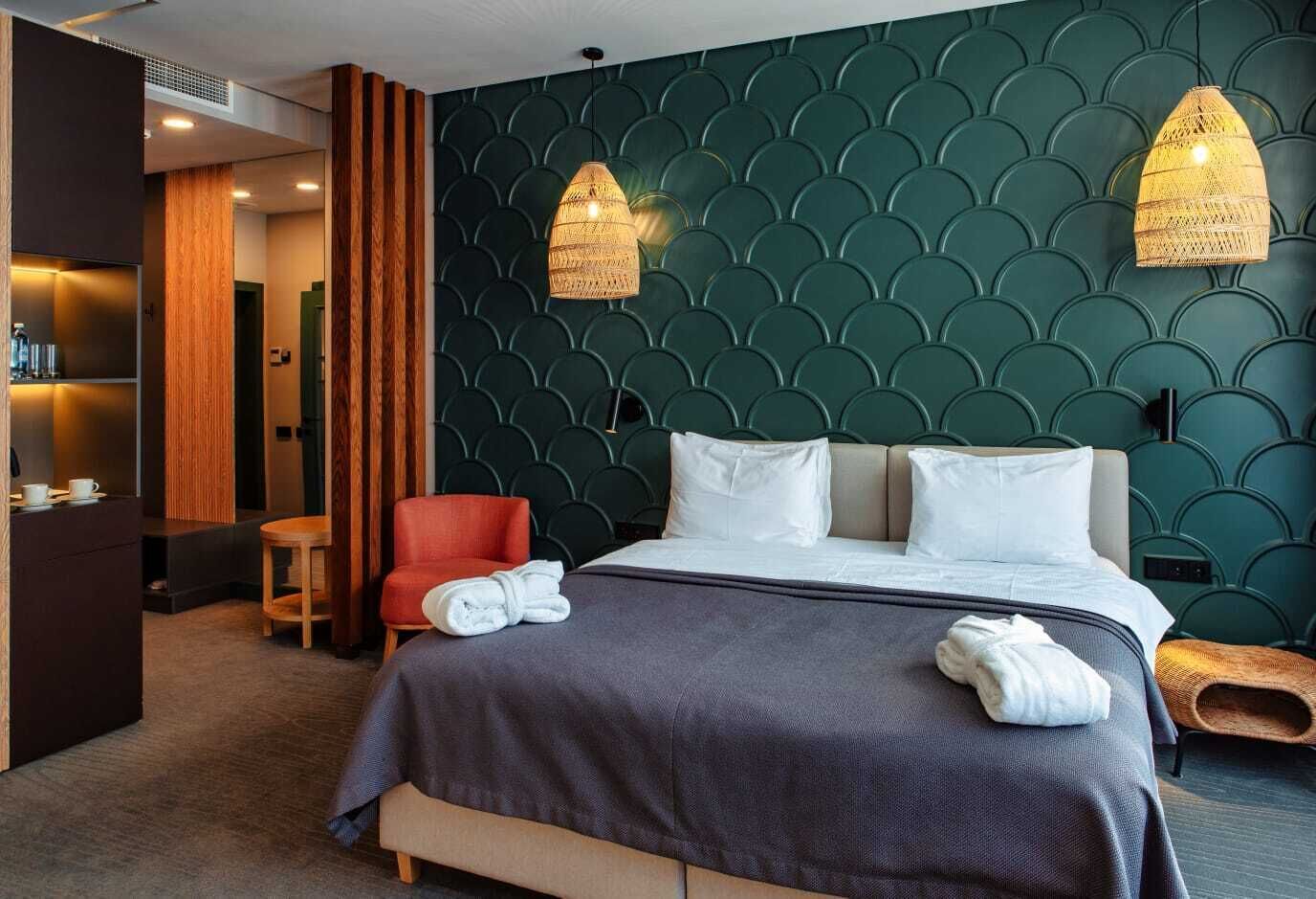 Quarto casal luxo, 1 quarto | Frigobar, cofres nos quartos, cortinas blackout