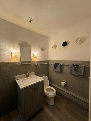 Ducha, cabezal de ducha tipo lluvia, secador de pelo, toallas