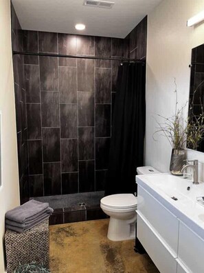 Shower, hair dryer, towels - The Gathering Barn by Buffalo Mountain Getaway (Meadows of Dan)