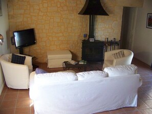 Téléviseur, foyer, table de ping-pong