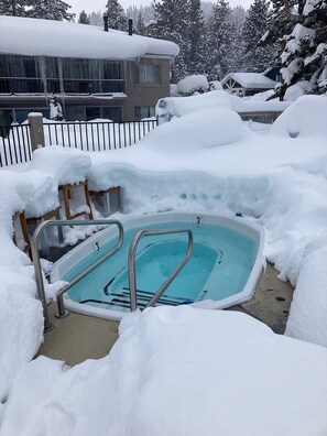 Guests can enjoy a refreshing swim in the pool.