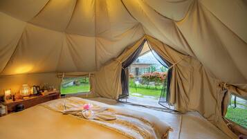 Classic Tent, 1 Double Bed, Shared Bathroom | Desk, bed sheets