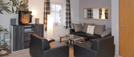 TV, DVD player, stereo