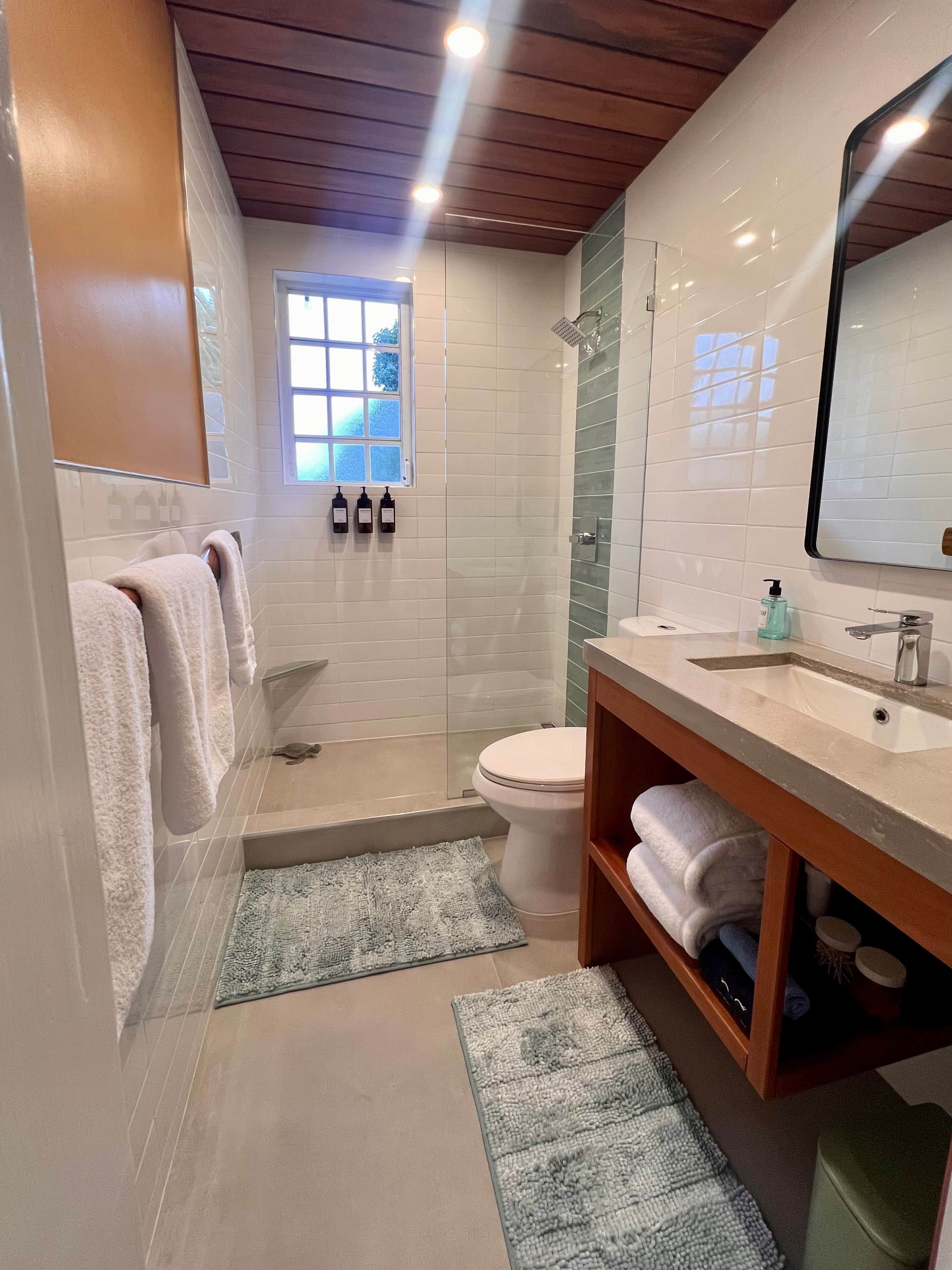 Bathtub, hair dryer, towels