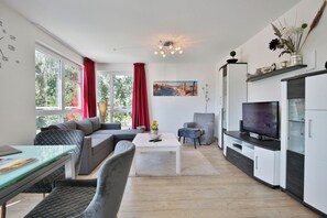 TV, DVD player, stereo