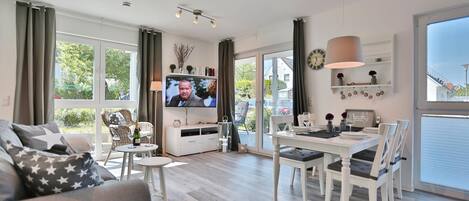 TV, DVD player, stereo