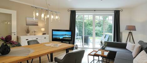 TV, DVD player, stereo