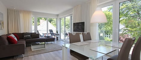 TV, DVD player, stereo
