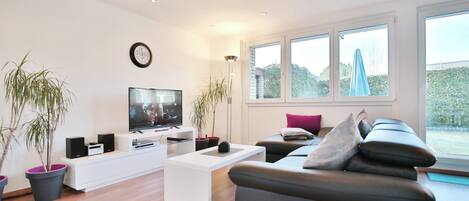 Una televisión, un reproductor de DVD, un reproductor estéreo