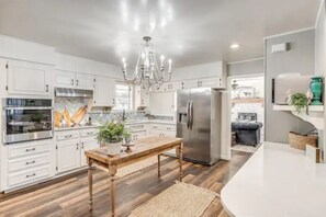 Fridge, microwave, oven, stovetop - Downtown Hico home, just steps away from shopping! (Hico)