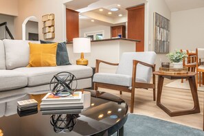 Smart TV, fireplace, foosball, streaming services