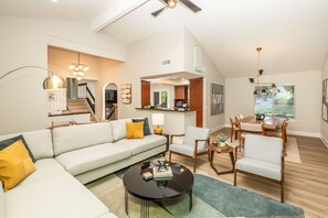 Smart TV, fireplace, foosball, streaming services