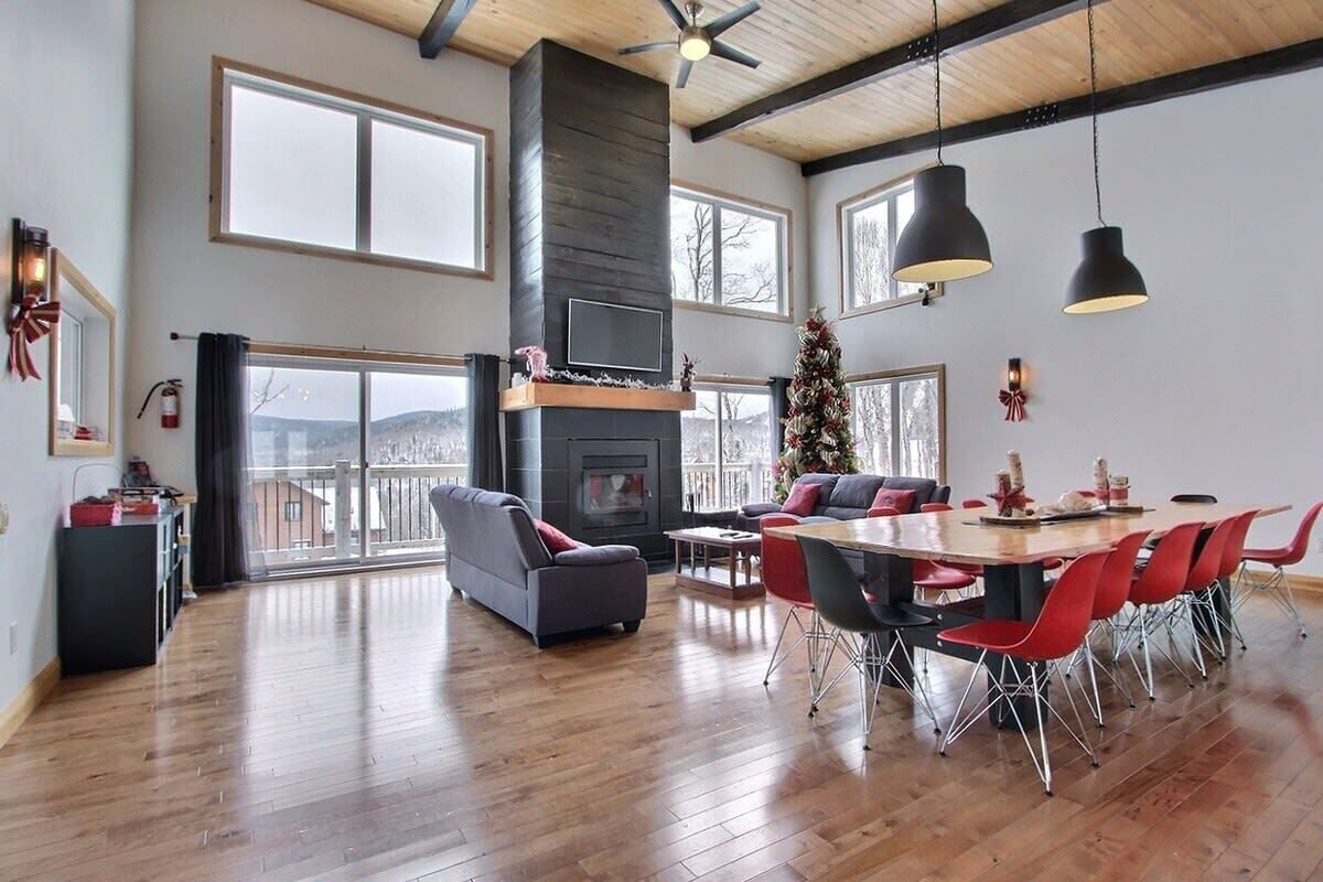 TV, fireplace