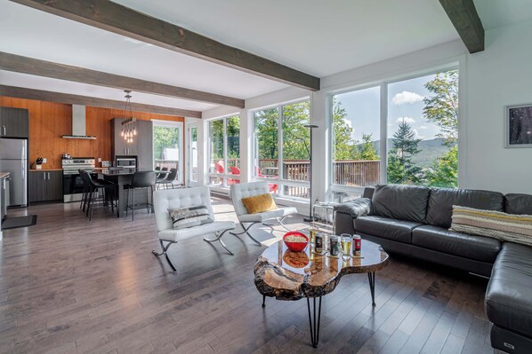 TV, fireplace, DVD player - Chalet La Porte des Étoiles spa (Saint-Philémon)