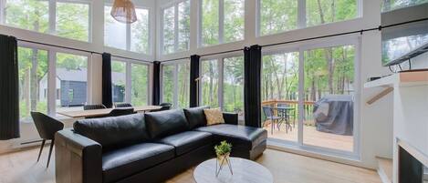 Televisión, chimenea, oficina