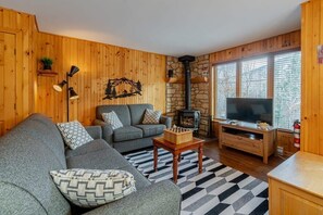 TV, fireplace - Le Boisé du Midi #66 A SPA (Saint-Philémon)