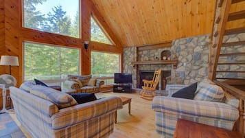 Fernseher, Kamin, Bücher