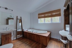 Bathtub, hair dryer, towels